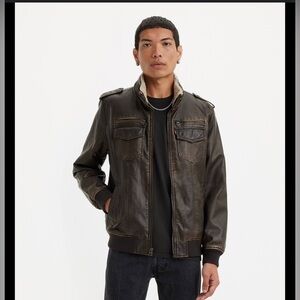 Levi's Brown‎ Military Field Jacket with Stand-Up Collar